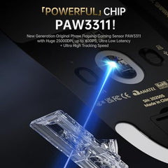 ATTACK SHARK X8SE Mouse for Large Hand, 55 g Superlight, PixArt PAW3311 Gaming Sensor, BT/2.4G Wireless/Wired, Adjustable DPI up to 25000, 500 mAh Battery (Black)
