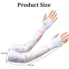 MOMISY Hand Gloves for Sun Protection, UV Protection Arm Sleeves for Women Bike Riding, UPF50+ Ice Silk Cooling Summer Gloves Woman Hand Cover Arm Sleeves for Driving, Golfing, Sports (White)