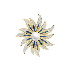 SYGA Brooch Pin Fashion Crystal Rhinestone Jewellery Pin Vintage Clothing Accessories Decoration Pearl Sunflower Brooches For Women- S235