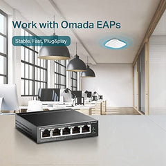 TP-Link 5 Port Gigabit Desktop Switch | 4 Port PoE 65W | 802.3af Compliant | Shielded Ports | Traffic Optimization | Plug and Play | Sturdy Metal (TL-SG1005P)