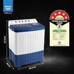 Voltas Beko, A Tata Product 8.5 Kg 5 Star Semi-Automatic Top Loading Washing Machine (WTT85UHA/OK5I0I0W01, Blue, Air Dry & Pulsator wash technology)