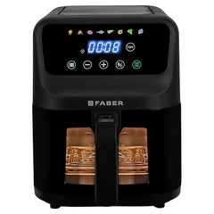 Faber 4L 1350W Digital Air Fryer | Fry, Bake, Roast | 85% Less Oil, 200°C Swirl Heating Technology |10-Preset Menu|Touch Control Interface| Auto Shut-Off |2 Yrs Comprehensive Warranty|Black