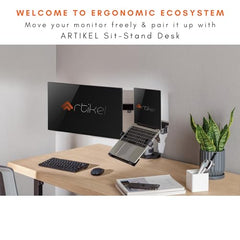 Artikel Double Monitor Desk Mount | Adjustable Heavy Duty Monitor Arms | VESA Mount with C Clamp & Grommet Mounting Base | Computer Monitor Stand for Screen up to 27 inch | Table Mounted | Black