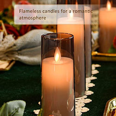 Flameless LED Pillar Candle Set of 2 | Acrylic Fiber Glass | Dancing Faux Wick | Remote Control with Battery Operated 3 AA | Home Décor & Gifting | 3" D x 6" H | Red