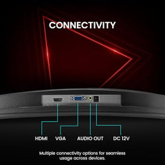 FRONTECH Ultima Series 24 Inch Curved LED Monitor, Refresh Rate 100Hz, 3500R Curve, Full HD 1080p, Built in Speaker, Bezel Less Design, HDMI & VGA Ports, 3 Years Warranty (MON-0088, White)