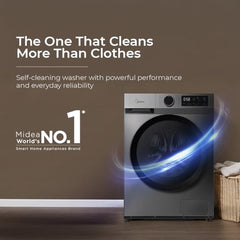 Midea 9 Kg Fully Automatic Front Load Washing Machine, Titanium Grey | 5 Star, Self Clean Drum Technology, Inverter Motor, 15 Wash Programs, MFG17W90B/T-IND