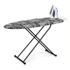 VIN KRAFT Premium Wooden Ironing Board/Table with Iron Holder, Foldable & Adjustable | Heat-Resistant Cover, Non-Slip Feet (120 x 41 Cm, Black - Debra)