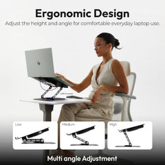 Zebronics NS5500 Rotatable Laptop Cooling Stand, Up to 17-Inch, 360° Rotation, Metal Body, USB Powered Cooling, LED Lights, 3 USB, 2 Type-C Ports, Multi-Angle, Foldable, 5kg Capacity,Anti Rust (Black)