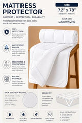 Mattress Protector King Size Waterproof Quilted Mattress Topper Cover with Elastic Corner Straps, Breathable Soft Non-Woven Back, Machine Washable Mattress Pad (72 x 78 Inch,), Grey