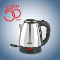 Milton Appliances Go Electric Kettle 1.8 Litre I 3X Protection - Dry Boil, Auto Shut Off, Overheat I 1350 Watt I Super Fast Boiling I Stainless Steel I 360° Power Base I 1 Year Warranty