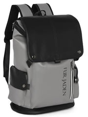 FUR JADEN 1 Compartment Vegan Leather Stylish Casual Laptop 22 Litre Backpack For Men Women College Office Professionals (Shades of Grey)