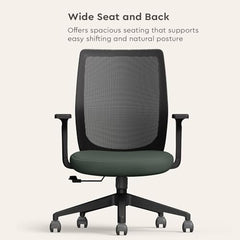 Interio by Godrej Curv Premium Mesh Wide Back Ergonomic Chair | Work from Home/Study Chair | 1-Year Warranty | Height Adjustable Chair | Heavy Duty PP Base | DIY Installation, Black