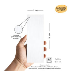 Zen Sangam Bookmark Mixed Media Glued Sketch Pad | 230GSM 100% Cellulose, Hot Pressed | 48 Sheets Size(18x5cm) | Medium Grain | for Pencil, Charcoal, Pastel, Wax, Acrylic, Gouache, Light Watercolor