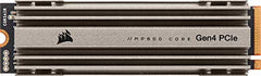 Corsair MP600 CORE 2TB M.2 NVMe PCIe x4 Gen4 SSD (Up to 4,950MB/sec Sequential Read & 3,700MB/sec Sequential Write Speeds, High-Speed Interface, 3D QLC NAND, Built-in Heatspreader) Aluminum