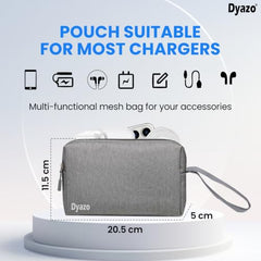 Dyazo 15.6 Inch Laptop Sleeve with Charger Pouch | Front Pocket with Handle Water Resistant Sleeve Case | Compatible for MacBook, HP, Dell, Acer, Asus, Microsoft, Samsung and Other Notebooks (Grey)