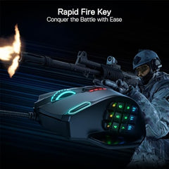 Redragon Impact M908 RGB LED MMO USB Mouse with Side Buttons Laser Wired Gaming Mouse with 12400 DPI, High Precision, 18 Programmable Mouse Buttons (Black)