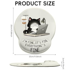 ZORBES® Mouse Pad with Wrist Support, Funny Cat Ergonomic Mouse Pad | I'm Fine Motivational Memo Design, Soft Gel Rest, Non-Slip Mouse Mat for Office Home