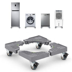 Corvids Adjustable Washing Machine Stand with 25mm Stainless Steel Tube | 2-Year Warranty | Refrigerator, Air Cooler & Dishwasher Trolley, 360° Rotating Lockable Wheels, 150 KG Capacity (Grey)