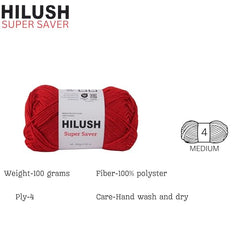 HILUSH Supersaver,Poly Yarn Supersoft Hand Knitting Wool Ball,(1 Ball/100 Gram Each)Ball Suitable For Craft,Crochet,Amigurumi,Embroidery,Toys,Garments,Flowers And Hobby Projects,2 Fine,Shade No(Black)