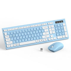 Wireless Keyboard and Mouse Combo, Full-Sized Wireless Keyboard and Adjustable DPI Mouse, 2.4GHz USB Receiver, Keyboard and Mouse for PC, Windows, Desktop, Laptop (Orange-B)