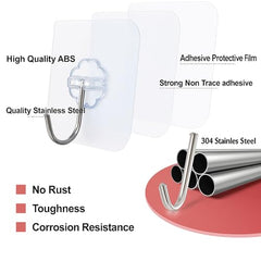 SIGNAMIO 6 Hook Shelf Adhesive Strip Wall Hanging Sticky Hook Black