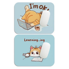 SHERISH Cute Cat (I'm OK) Mouse Pad for PC & Laptop – Waterproof Desk Mat with Funny Cartoon Cat Design, Smooth Cloth Surface & Non-Slip Rubber Base Ideal for Office, Work from Home & Gaming 19x23 cm
