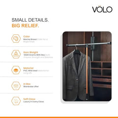 VOLO Pull Out Ironing Board | Retractable 180 Degree Swivel Foldable Ironing Station | Slide-Out Wardrobe Iron Board with Heat Resistant Cover | Space Saving Closet Organizer | Grey