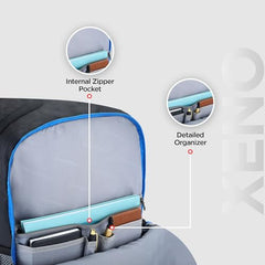 HARISSONS Xeno Travel Laptop Backpack | 40L | Fits 15.6" Laptop | Water-Resistant Dobby PU Polyester | USB Port, Rain Cover, Reflectors, Sternum Strap | Work, College & Commute (Black-Green)