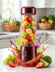 Juicer for Home ^ Lacossi Juicer Mixer Grinder with 1500mAh Battery, 6 Blades 3Gears Fast Blending, 2-Jar Capacity (400ml*2) | 40 Watts Bullet Rechargeable Portable Personal Juicer
