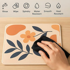omne TECH Mousepad for Desk | Smooth Waterproof Surface, Anti-Slip Rubber Base, Durable & Comfortable Mouse Pad for Office, Laptop & Computer (Abstract Leaf Patten)
