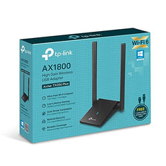TP-Link AX1800 Wi-Fi 6 Dual Antennas High Gain Wireless USB 3.0 Adapter, Dual-Band, Auto Driver, MU-MIMO, Low- Latency, 1-Meter Cable, Supports Windows 10/11, Highly Secure WPA3 (Archer TX20U Plus)