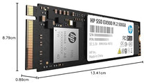 HP EX900 Plus 512GB NVMe SSD - GEN 3.0 X 4 PCIe 8Gb/s 3D NAND M.2 Cache Internal Solid State Drive Up to 2000 MB/s - 35M33AA#ACJ with 5 Year Warranty