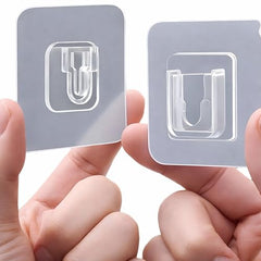 HARKOIZ Transparent Adhesive Wall Hooks (5 Pairs / 10 Hooks) | Heavy Duty No Drilling Self Adhesive Hooks | Waterproof & Reusable Clear Hooks for Bathroom, Kitchen, Photo Frames & Home