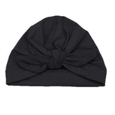 SYGA Cotton Baby Cap Soft & Strechy Turban Bow Wrap Hat Toddler for 0-2.5 Years Black