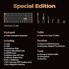 Keychron K8 HE TKL Wireless Bluetooth 2.4G Wired Triple Mode Hot Swappable Hall Effect Keyboard with QMK VIA Aluminum+Wood Frame Rapid Trigger for Mac Windows Linux-White