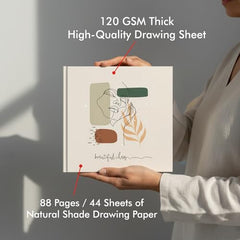 Zaslan Paper - Artist Sketchbook - Square - 120 Gsm - Drawing Sketchbook - 88 Pages/44 Sheets - Hard Bound Drawing Book - Size 21.5 X 21.5 Cm (Face Aura), Acrylic