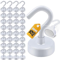 DIYMAG Magnetic Hooks 15pcs 30lbs Cruise Essentials 2026 Magnet Hook | Neodymium Heavy Duty Strong Magnets Hanging Ship Cabins Refrigerator Fridge Classroom Beach Vacation Kitchen Grills Home Tool