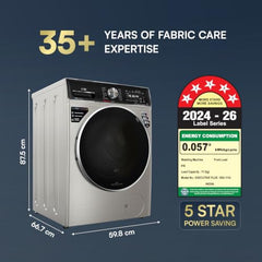 IFB 11 Kg 5 Star, Ai DOS, OXYJET, 9 Swirl Wash, Steam Refresh, Eco Inverter, WiFi, DeepClean® Fully Automatic Front Load Washing Machine(EXECUTIVE PLUS OXN 1114, 2X Power Steam®,Inbuilt Heater,Silver)