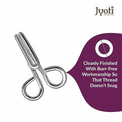 JYOTI Dress Hook (50 Hooks of 3 Wire Size 2 of Brass Material in Nickel Free Finish in a Pouch), Hooks for Ladies Blouses, Dresses, Chudidars, Children Dresses, Frocks, and Gowns - Pack of 5 Pouches