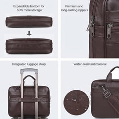 RIONTO Elite Vegan Leather Laptop Bags for Men Office Use | Upto 15.6 inch | Expandable Bottom | Mobile & Pen Compartment with Multiple Organizers | Professional Office Bag for Man & Women - Tan