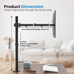 Dyazo Single Monitor Desk Mount Stand | Height Adjustable Fully Articulating Arm for 13–32 Inch Screens | VESA 75×75/100×100 Compatible | Tilt & Rotate Monitor Holder with C-Clamp/Grommet Base (Black)