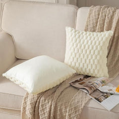 MOMISY Corduroy Cushion Throw Pillow Covers, Honeycomb Pattern, 45 x 45 cm, Set of 5 (White)