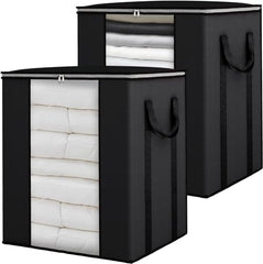 BLACKBOXES Extra Large Blanket Storage Bags 120L 2 Pack Comforter Storage Bags with Reinforced Handles Breathable Clothes Storage Containers for King Comforter Bedding Pillow Sheet Grey (Grey 2)