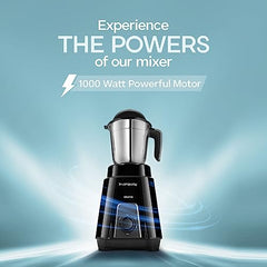 Longway Kratos 1000 Watt Juicer Mixer Grinder with 4 Jars for Grinding, Mixing, Juicing with Powerful Motor (Black, 4 Jars)