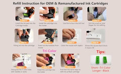 CANOFF Refill Ink for use All Inkjet, deskjet, officejet Printers and Cartringes for Hp priner cartridges &Canon Printer cartridges- 100ml Bottle (5ink,1Sy,1Tool Kit Set,4hand Gloves,2Teasue Paper)
