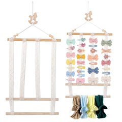 HASTHIP Hair Clip Organizer, 3-Layer Wall Hanging, Large Capacity, Pink
