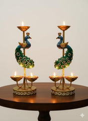 Festive Elegance Peacock Theme Decorative Tealight Stand | traditional handmade