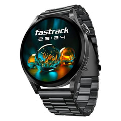 Fastrack MYND 1.93” AMOLED Display Smart Watch for Men & Women with AI Watch Faces,AI Chat,Offline Voice Commands,Curved Metallic Design,Functional Crown,BT Calling, Health Suite,100+ multisport modes