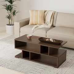 DeckUp Siena Engineered Wood Coffee Table (Dark Wenge, Matte Finish)
