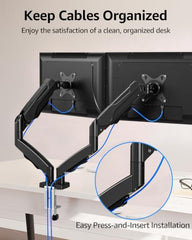 MOUNTUP Dual Monitor Stand for Desk, Monitor Arms for 2 Monitors 13-32 Inch | Holds 4.4-19.8lbs per Arm, VESA 75x75/100x100, Full Motion Monitor Mount for Home Office, C-Clamp & Grommet Base, Black